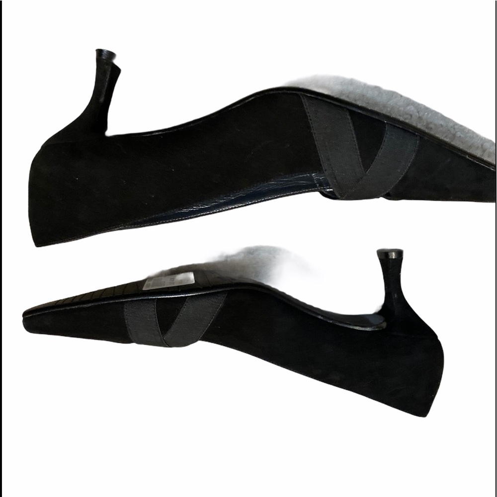 Stuart Weitzman Sz8 Pointed Square Toe Blk Suede - image 4